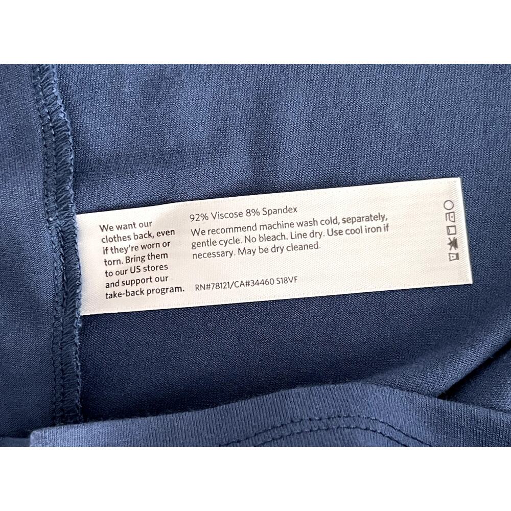 Eileen Fisher Sz L Drawstring Back Dress Blue A-Line Lagenlook Minimalist Sleek - Picture 11 of 11